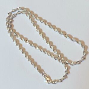 Sterling Silver Flat Twisted Diamond Cut Sparkle Chain Necklace